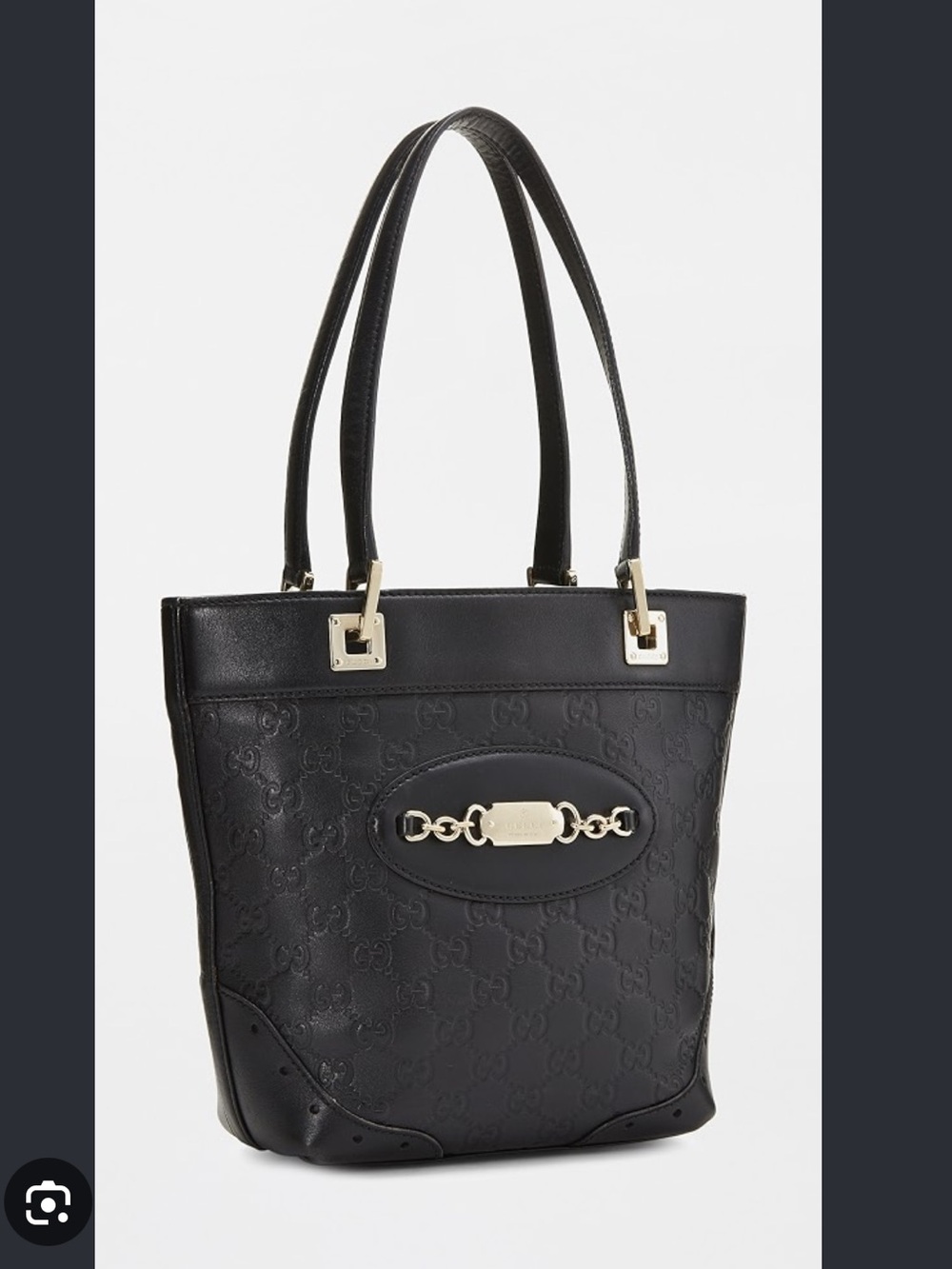 Gucci Black GG-Embossed Leather Tote with Gold Hardware